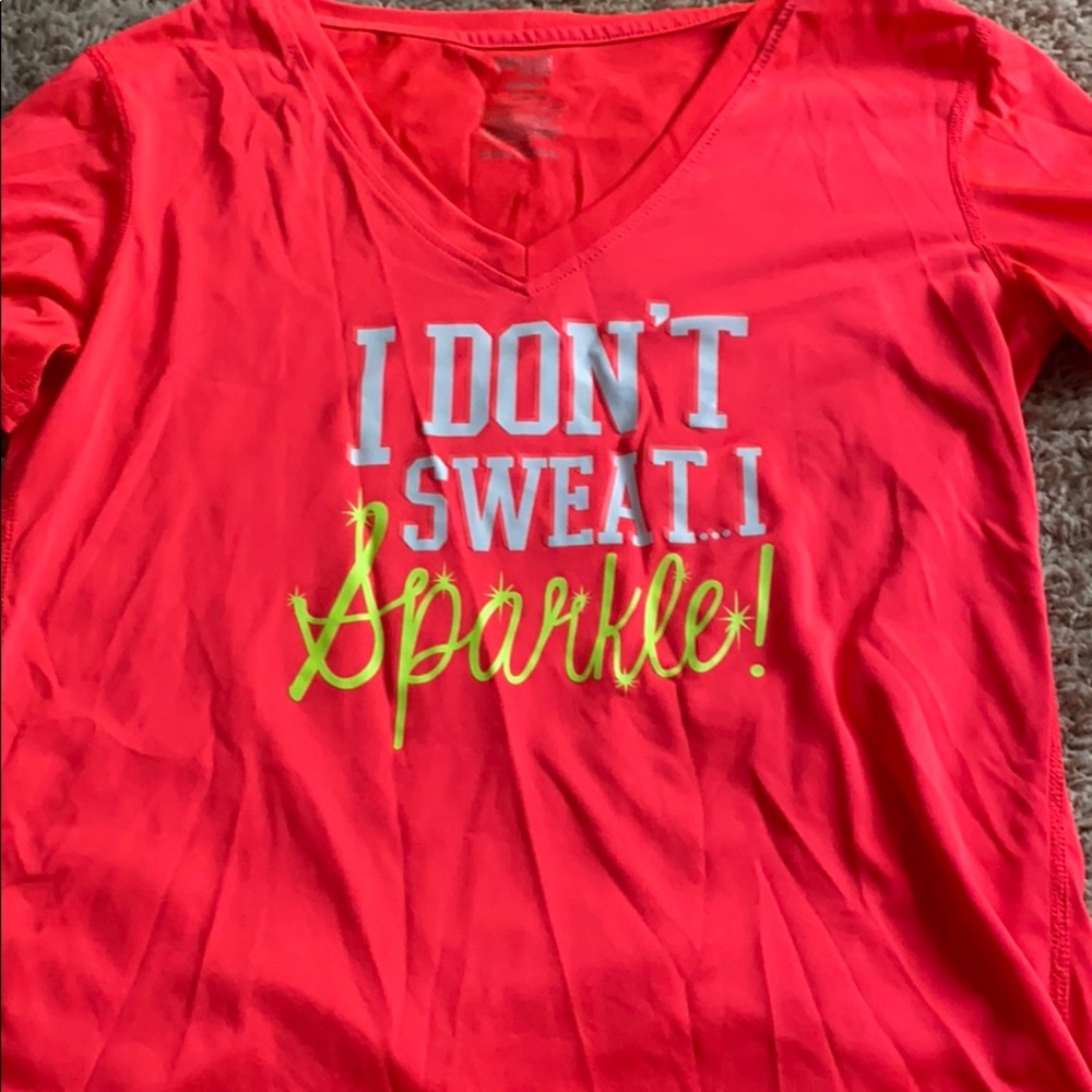 Neon orangish pink shirt sleeve shirt
